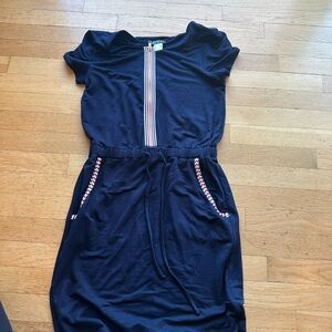 VENUS Navy Top with Striped Detail